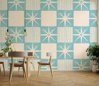 Mid-century starburst wallpaper with minimalist design

