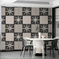 Minimalist mid-century starburst wallpaper design


