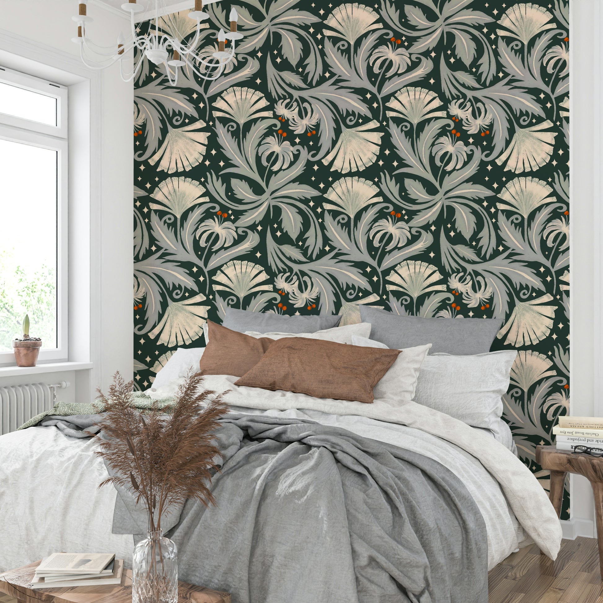 Forest Noir floral wallpaper inspired by classic designs

