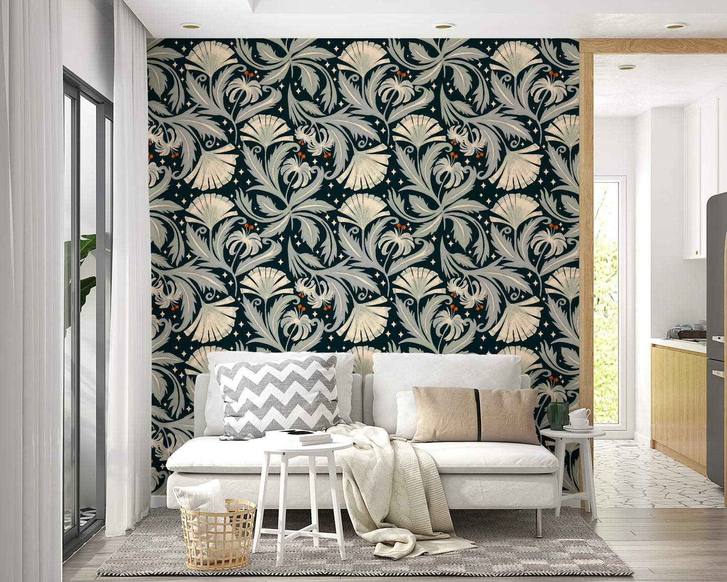 Heritage Revival floral pattern in midnight black tones

