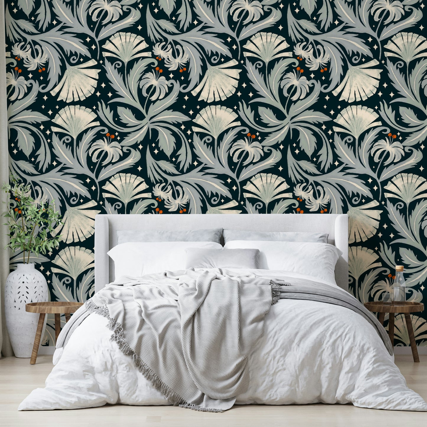 Heritage Revival wallpaper featuring botanical motifs

