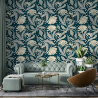 Elegant floral wallpaper with heritage revival style

