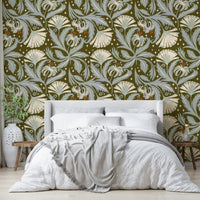Heritage Revival vintage botanica wallpaper in olive bronze

