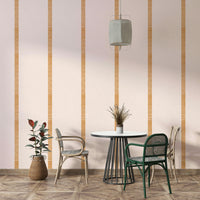 Boho golden striped wallcovering in soft beige and brown tones

