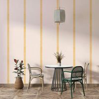 Boho chic wallpaper with beige and golden ocher stripes