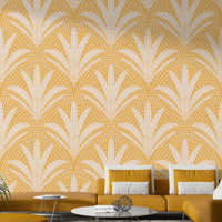 Boho rustic wallpaper showcasing palm leaf patterns

