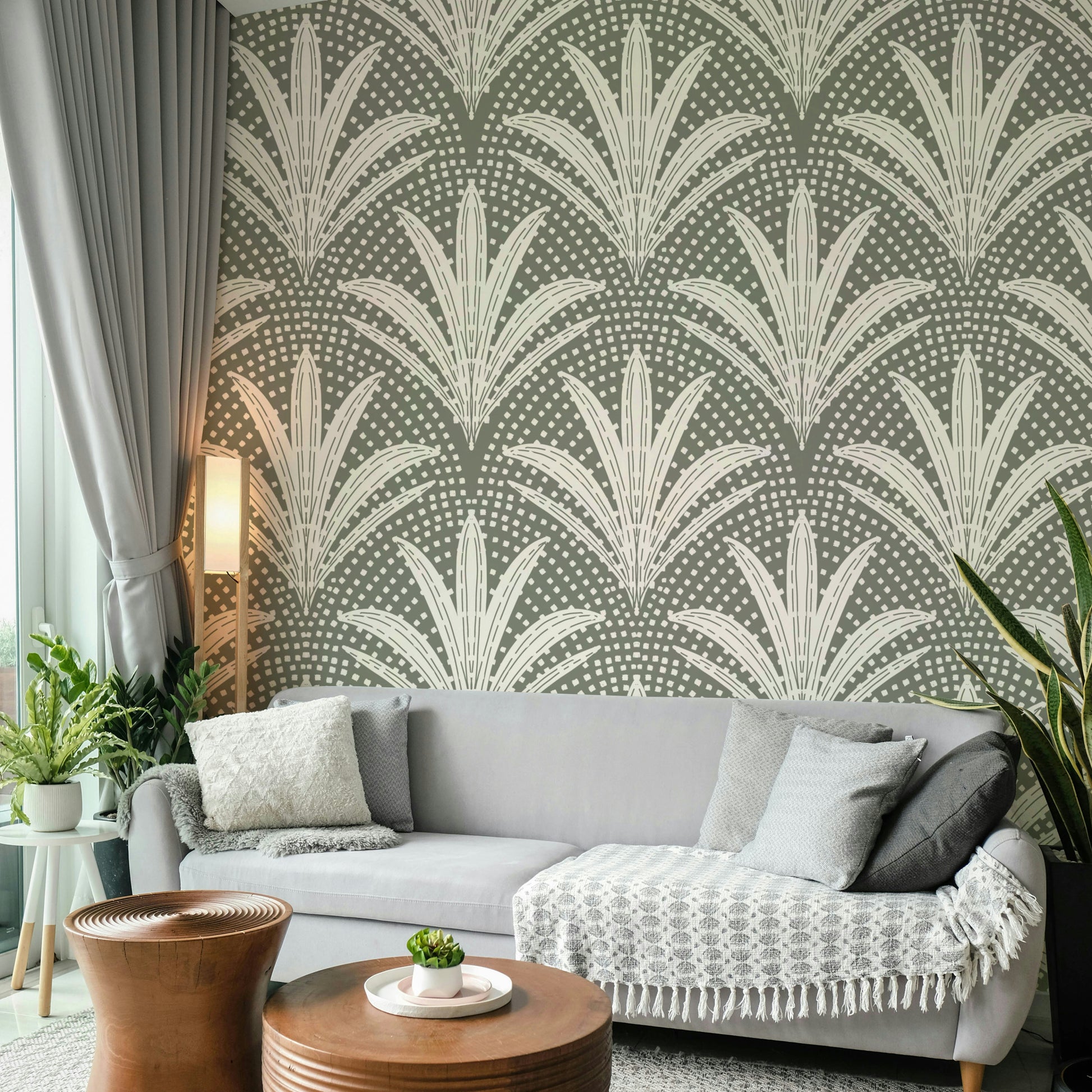 Boho rustic wallpaper showcasing palm leaf radiance

