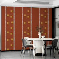 Warm terracotta wallpaper with clean frame line design

