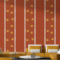Minimalist terracotta wallpaper with Japandi frame design


