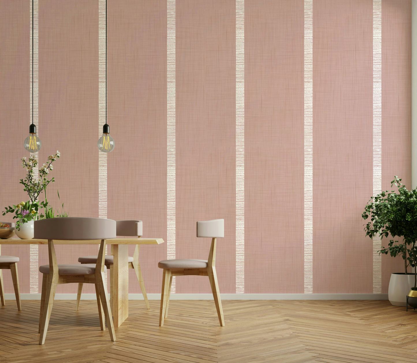 Bedroom mauve stripe mural

