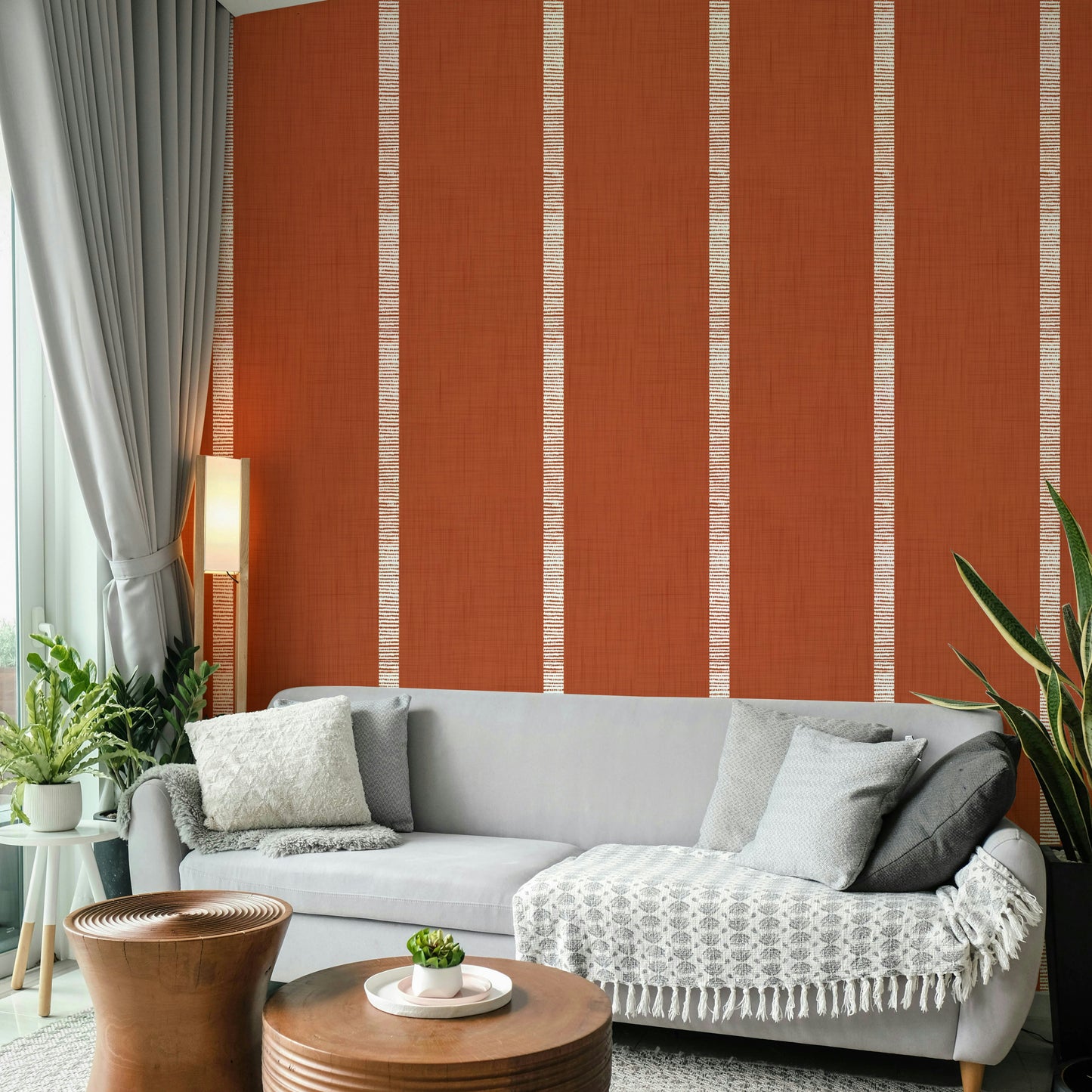Terracotta stripe wallpaper for walls

