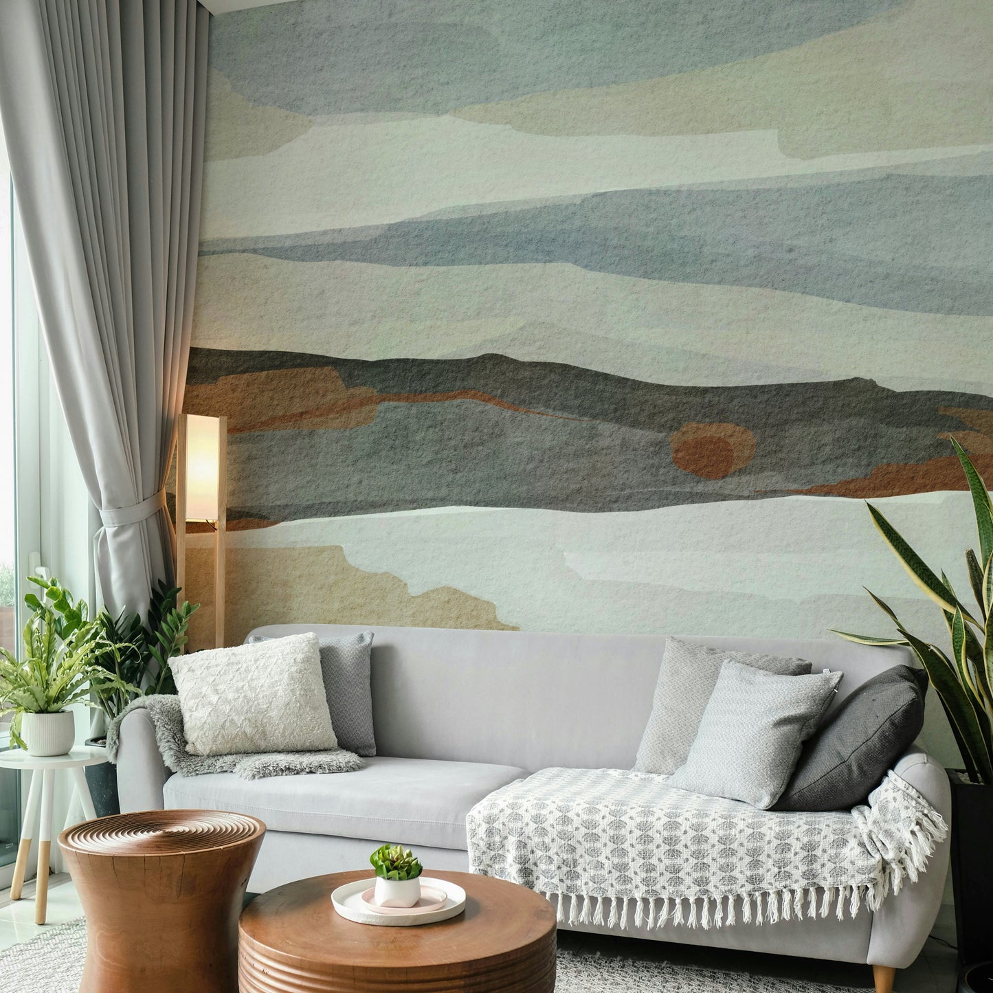 Bedroom with Abstract Mountain Range wall mural

