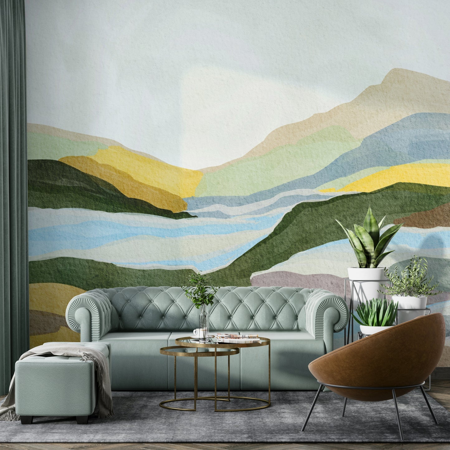Golden Hour Hills wall mural

