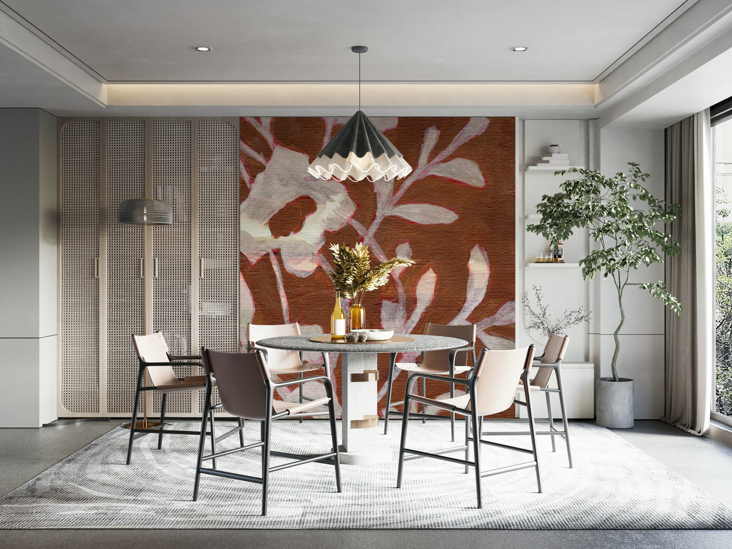 Terracotta flower wallpaper for walls

