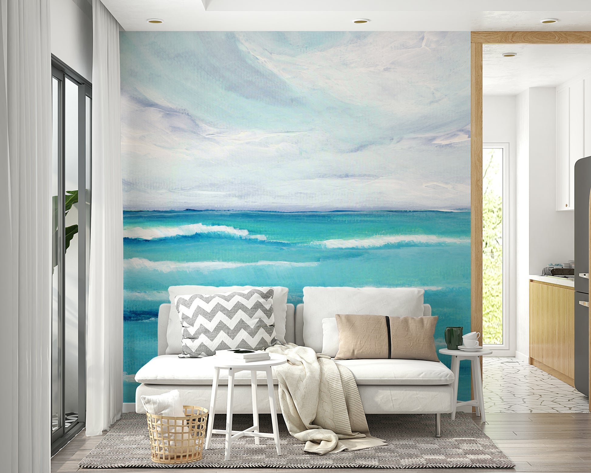 Living room ocean mural


