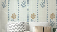 Striped botanical wallpaper for walls

