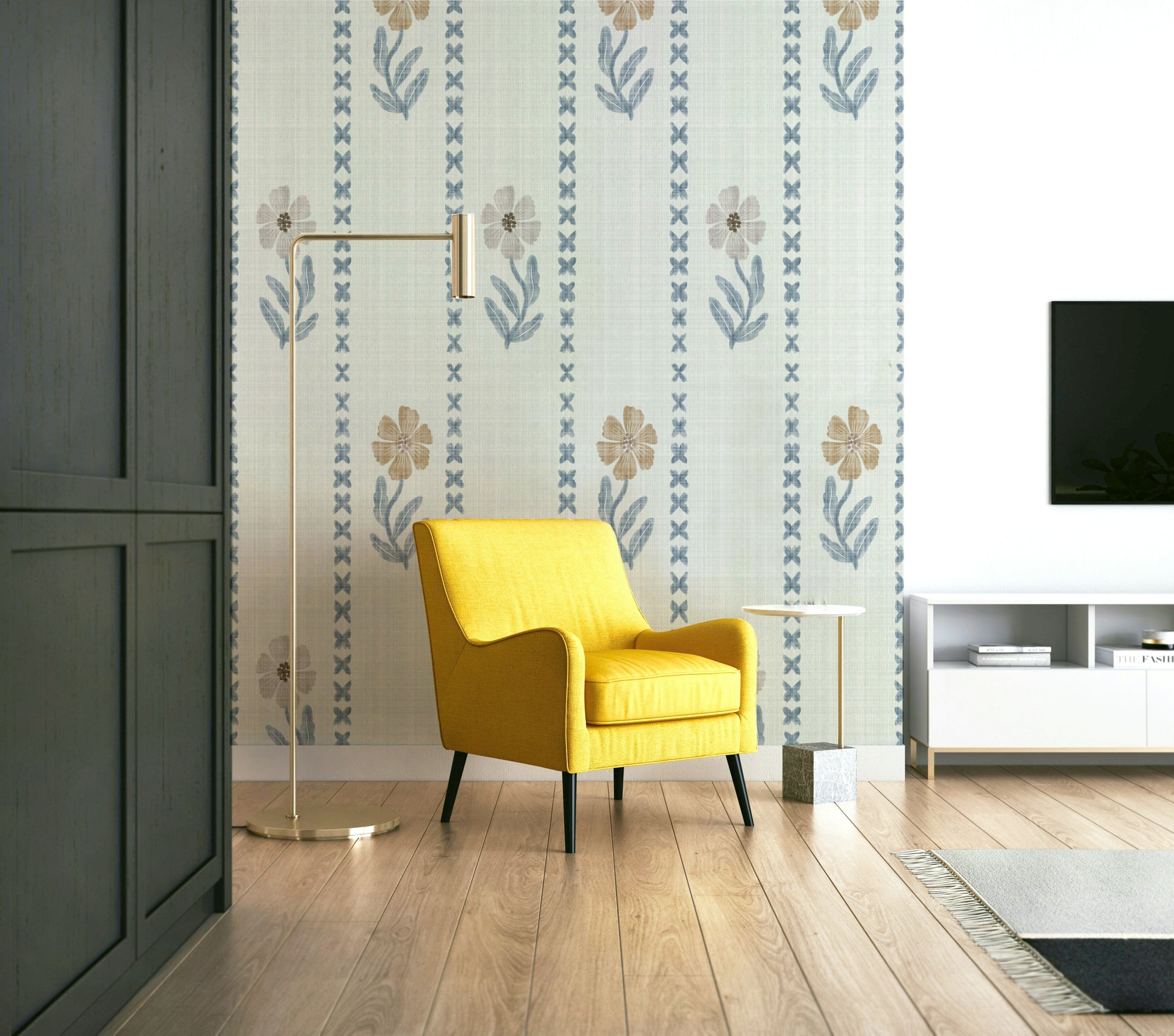 Botanical Stripes wallpaper

