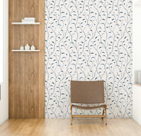 Mural wallpaper with green sprouting vines

