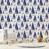 Seagulls and boats mural

