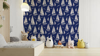 Sailing boats and seagulls wallpaper

