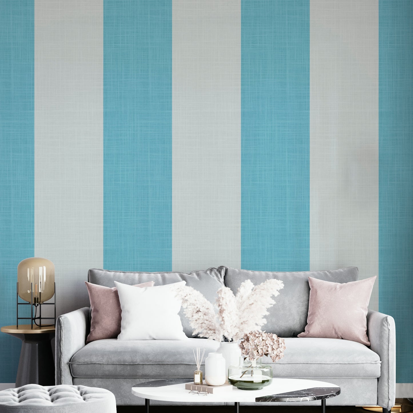 Turquoise and mint stripe wallpaper

