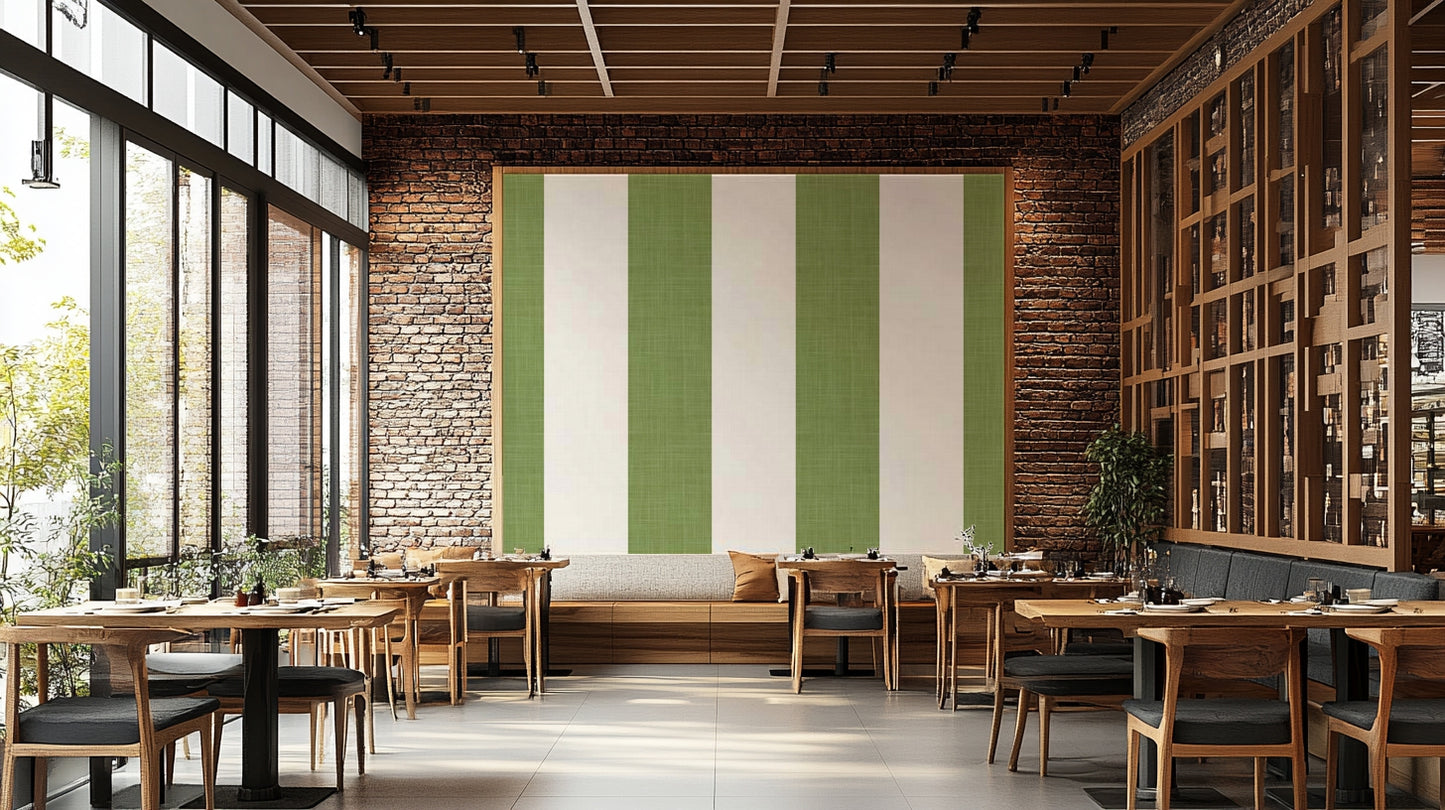 Green and ivory stripe wallpaper

