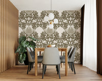 Earthy Botanical Symmetry wallpaper with leaf pattern

