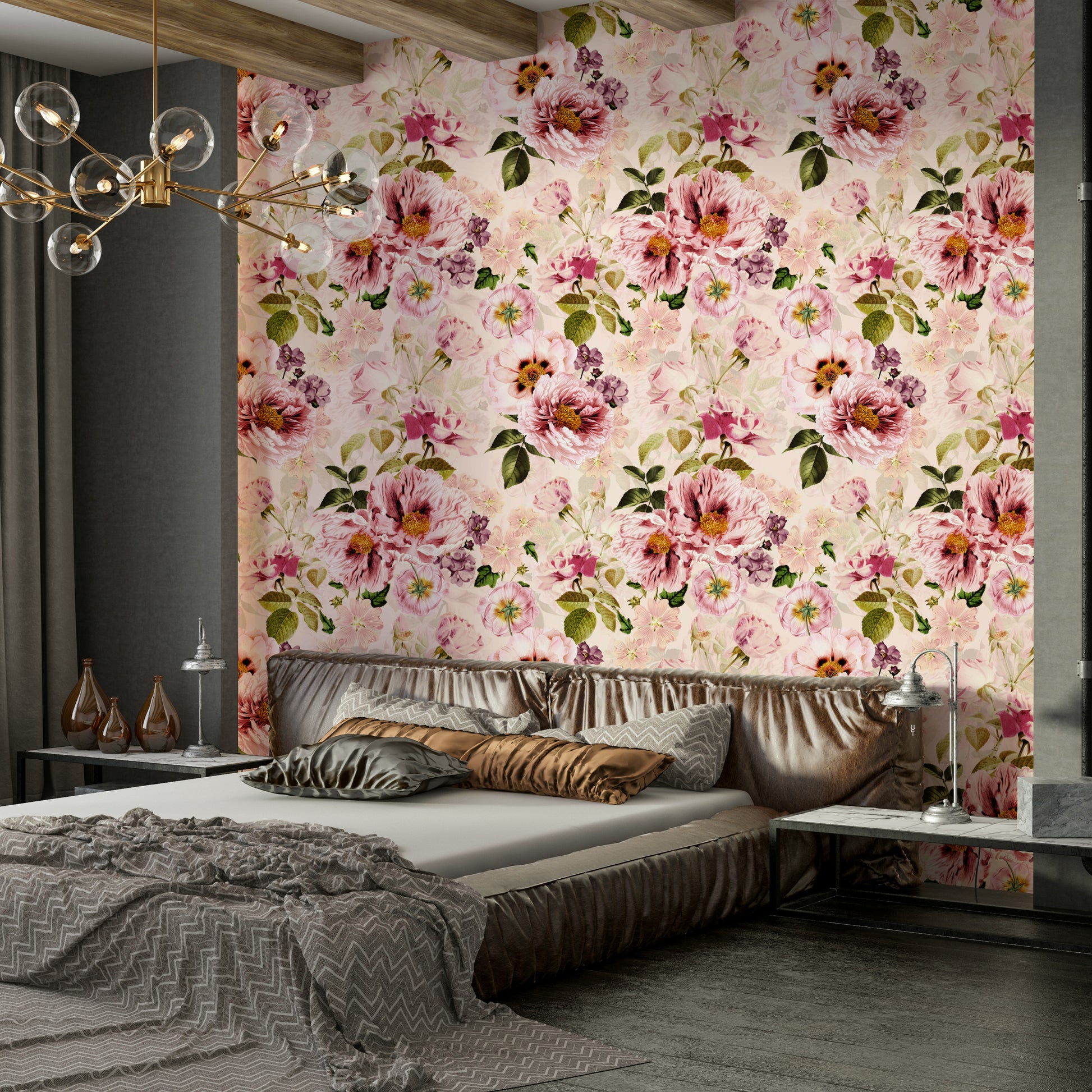 Dramatic grandmillennial floral wallpaper for walls

