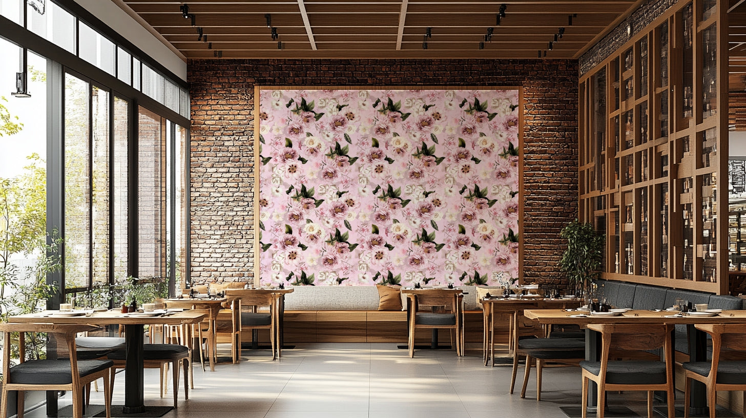 Vintage grandmillennial blush floral wall covering

