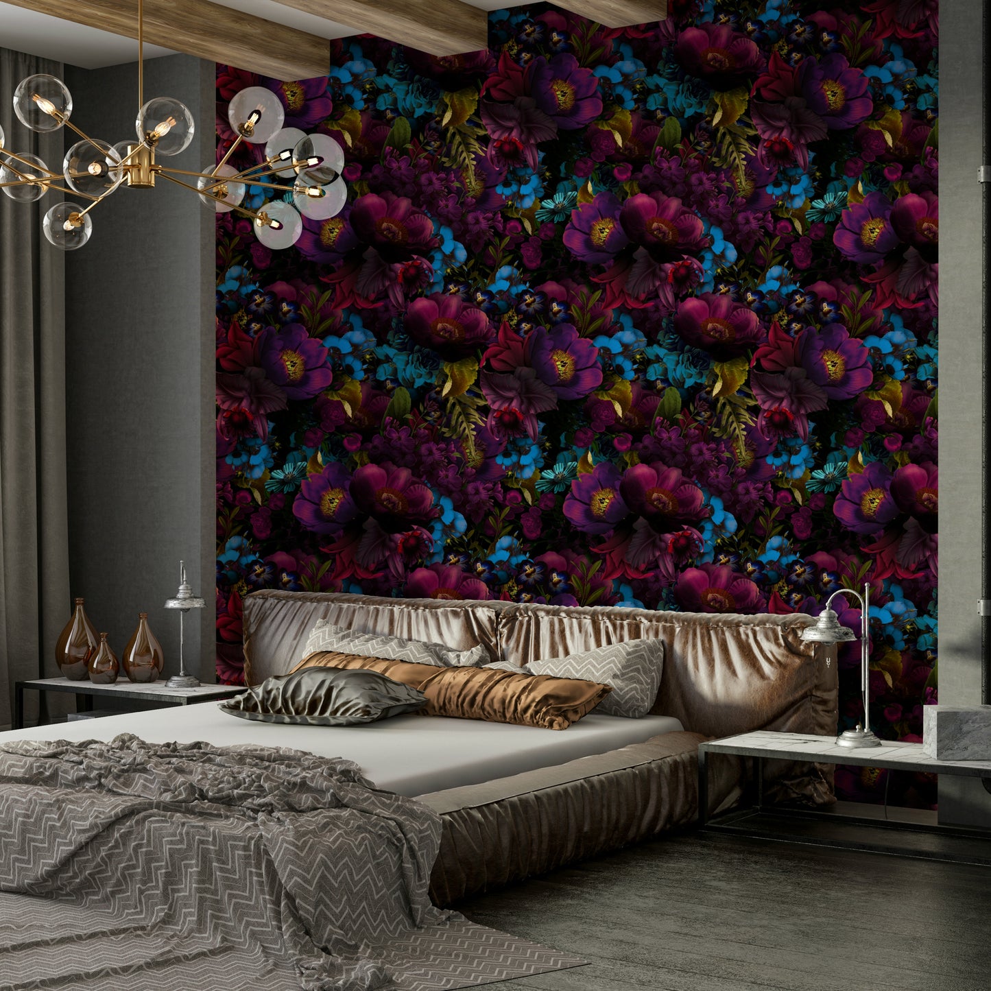 Grandmillennial Dramatic Glamour Heritage Gothic Dark Moody Florals 3 Wallpaper⁠
