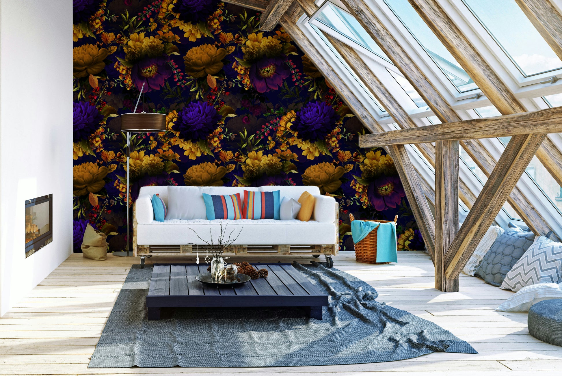 Dark floral wallpaper for a bold, timeless room design

