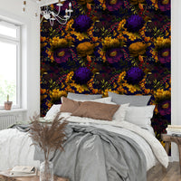 Gothic-inspired floral wallpaper for a vintage feel

