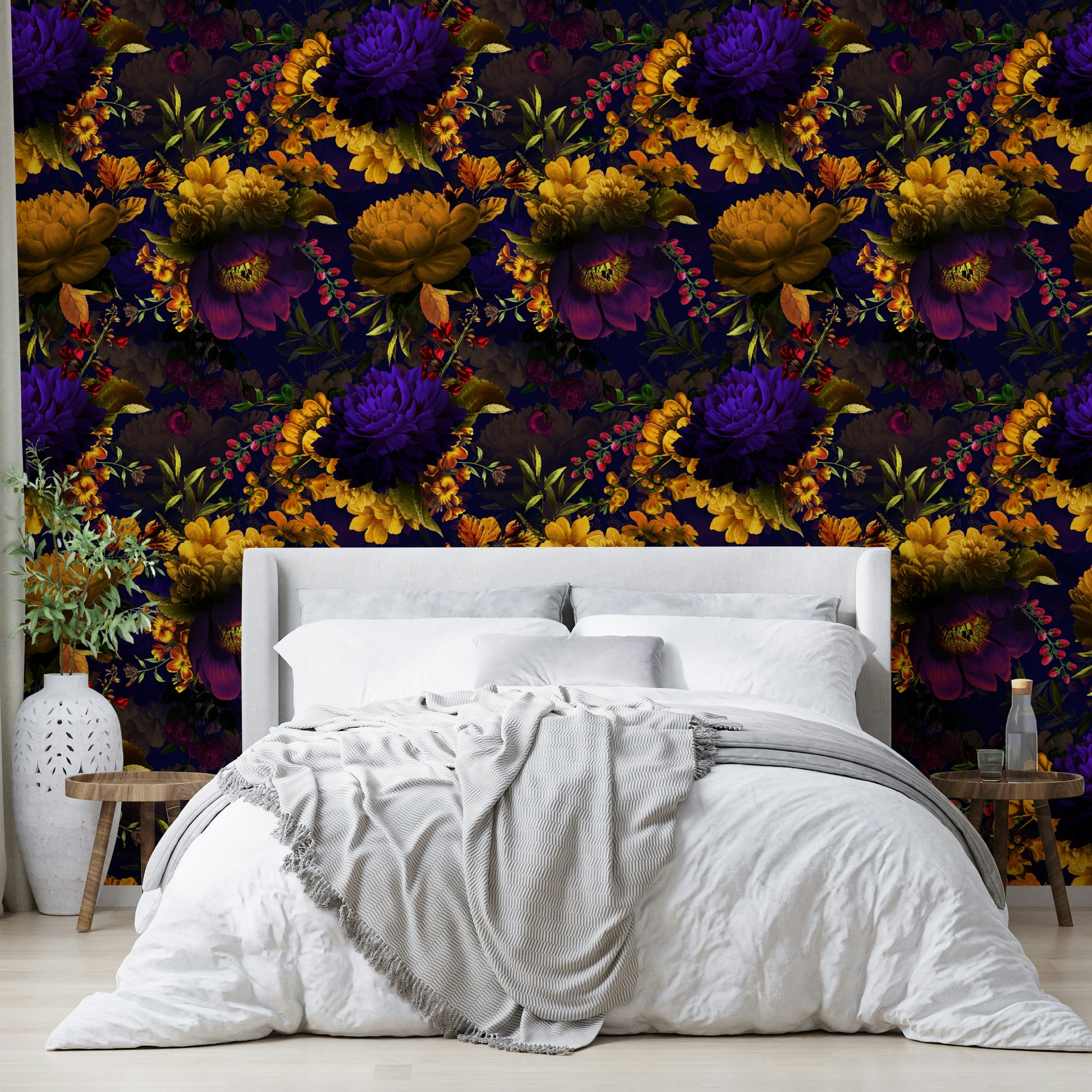 Bold floral wallpaper with heritage Gothic influences

