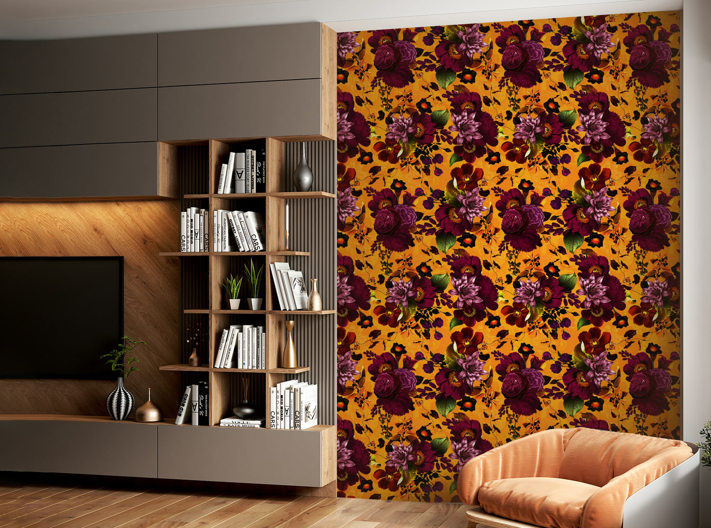 Grandmillennial Gothic floral wallpaper for stylish accent walls

