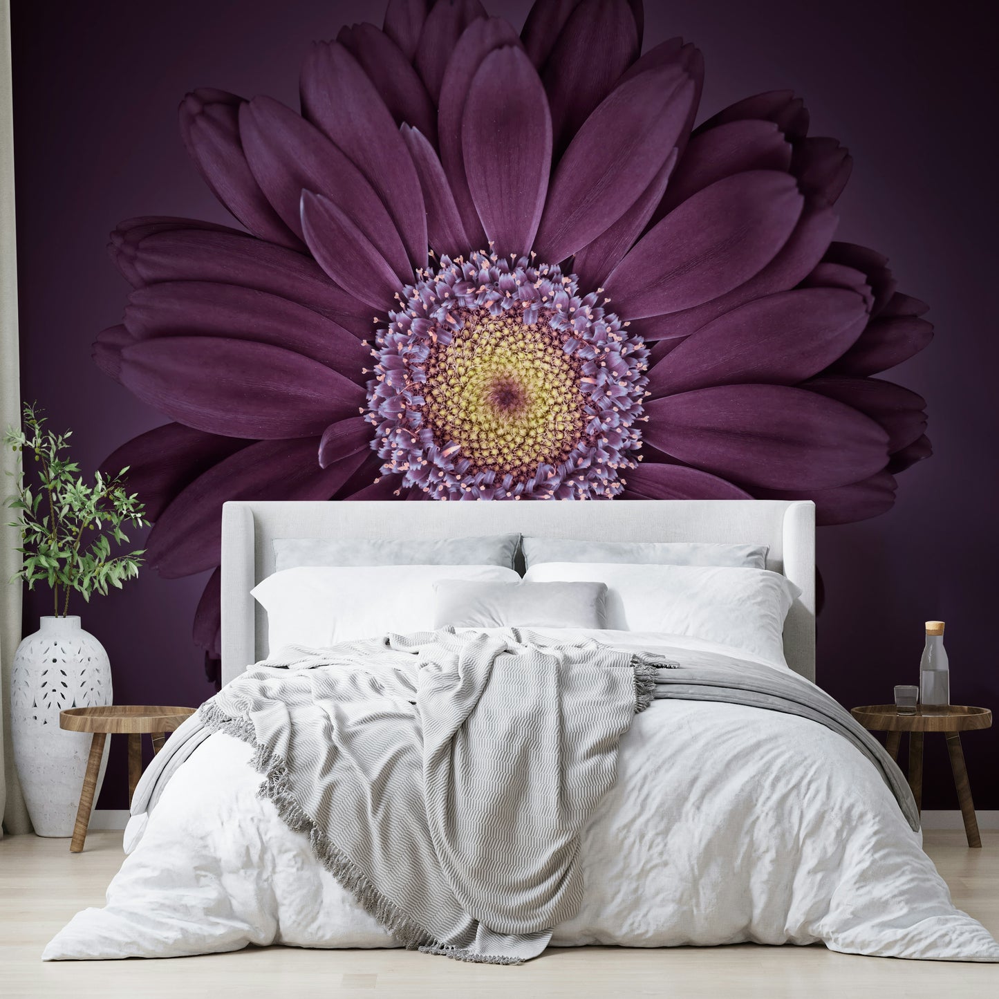 Velvet Bloom mural wallpaper for a luxurious and floral atmosphere.

