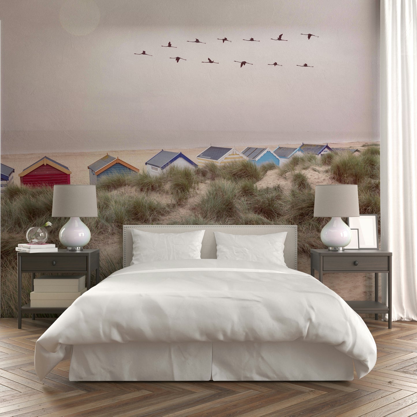Beach-inspired Sandy Shore Escape wall mural for serene decor.

