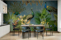 Timeless vintage peacock mural adding beauty to interiors.

