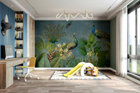 Exotic peacock wall mural for a nature-inspired décor.

