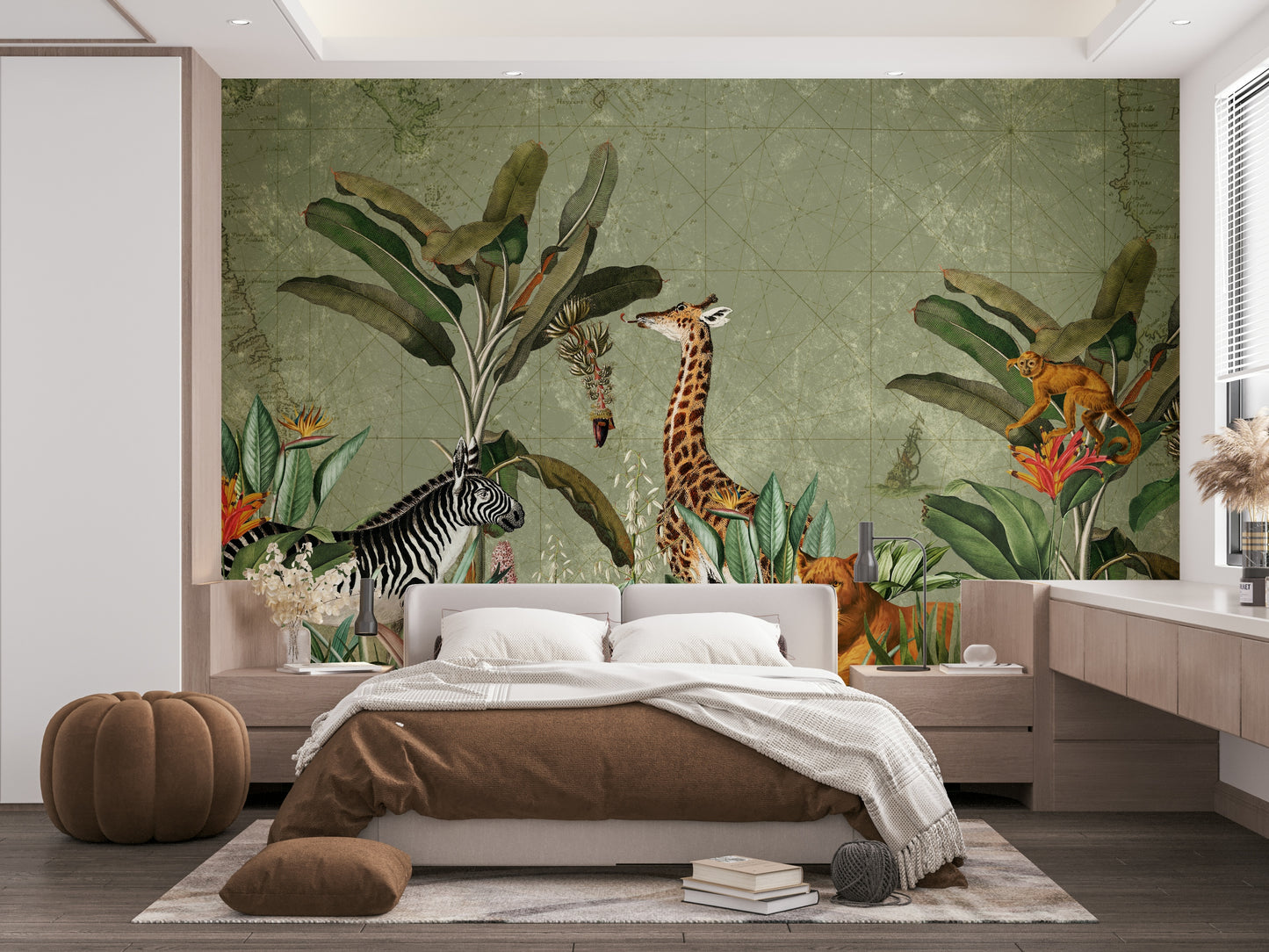 Safari-themed wall mural bringing the wild into your home.

