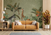 Safari mural wallpaper with a timeless vintage design.

