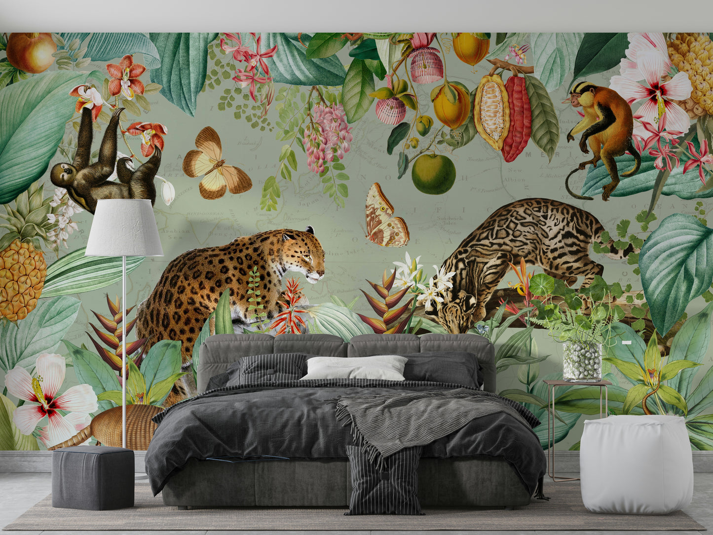 Tropical Expedition 1 wall mural with earthy tones and greenery

