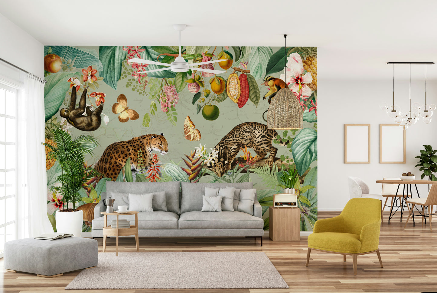 Wallpaper for walls with vintage tropical landscape design

