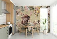 Wallpaper mural with vibrant botanical designs and vintage charm

