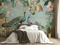 Vintage Tropical Paradise wall mural with lush greenery

