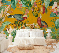 Tropical Journey wall mural featuring exotic plants and flowers


