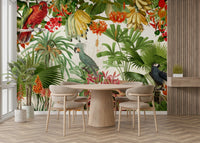 Wall mural with exotic tropical foliage and flowers

