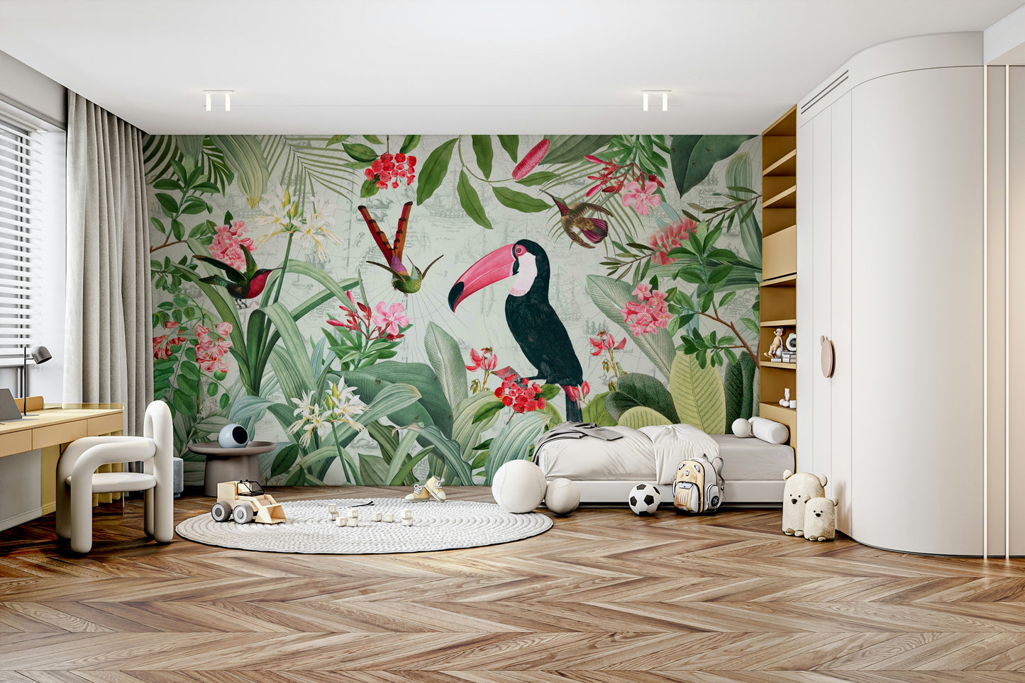 Wallpaper for walls with a classic tropical vintage design

