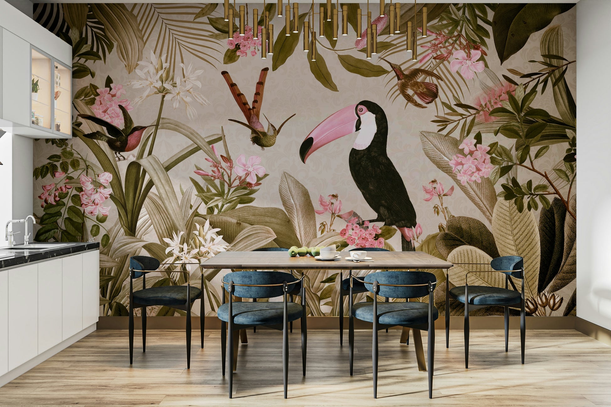 Wallpaper for walls with a tranquil jungle design

