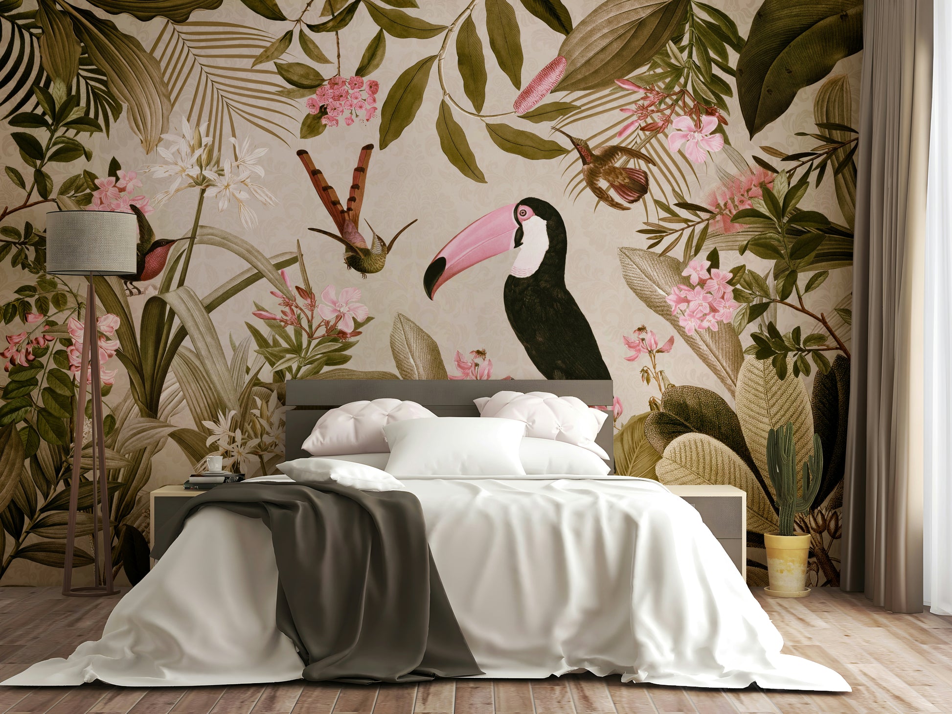 Enchanted Jungle Oasis wall mural with lush tropical greenery

