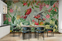 Timeless botanical mural with classic floral design

